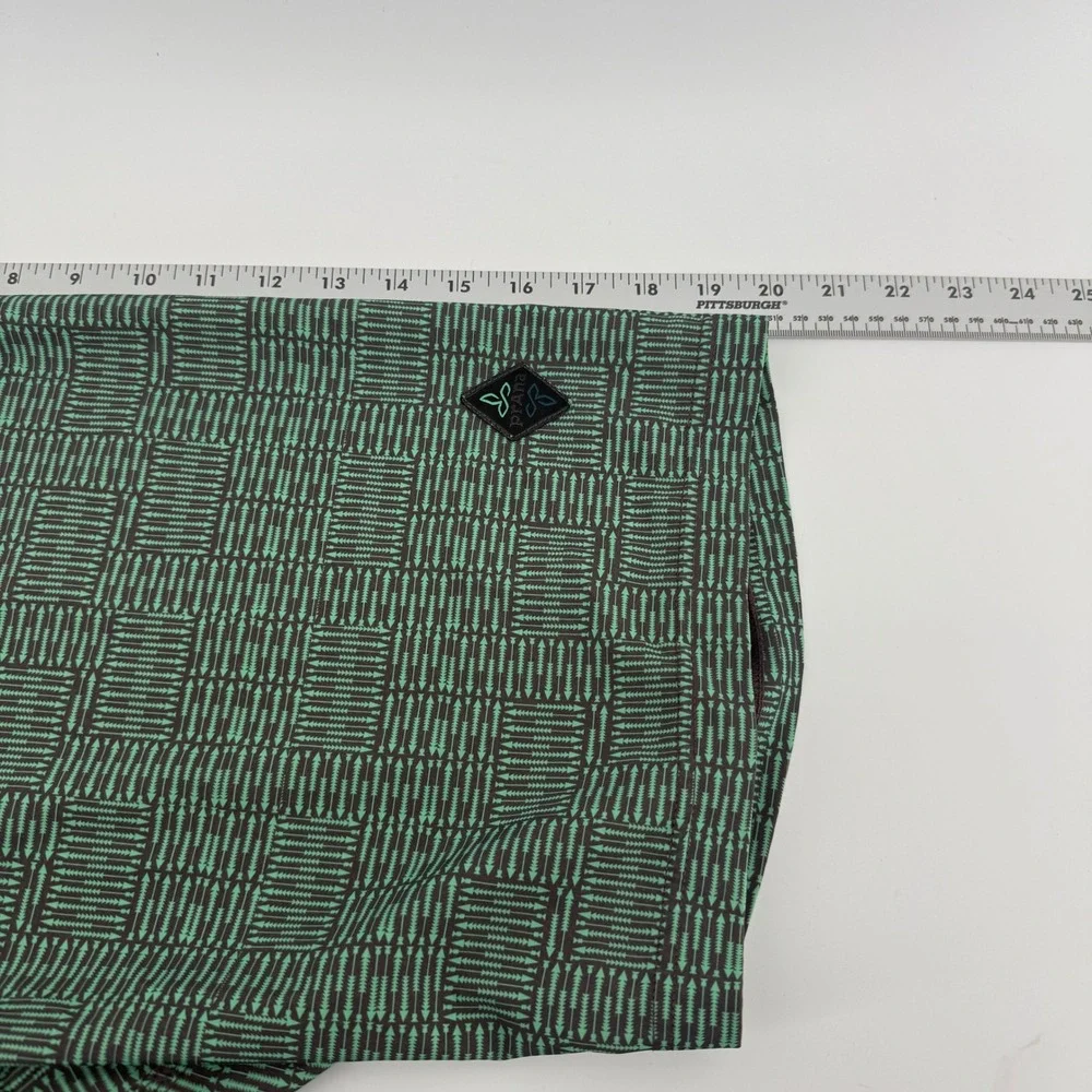 Prana Mens Board Shorts Size 32 Green Brown Arrow Print Swim Trunks UPF 50+